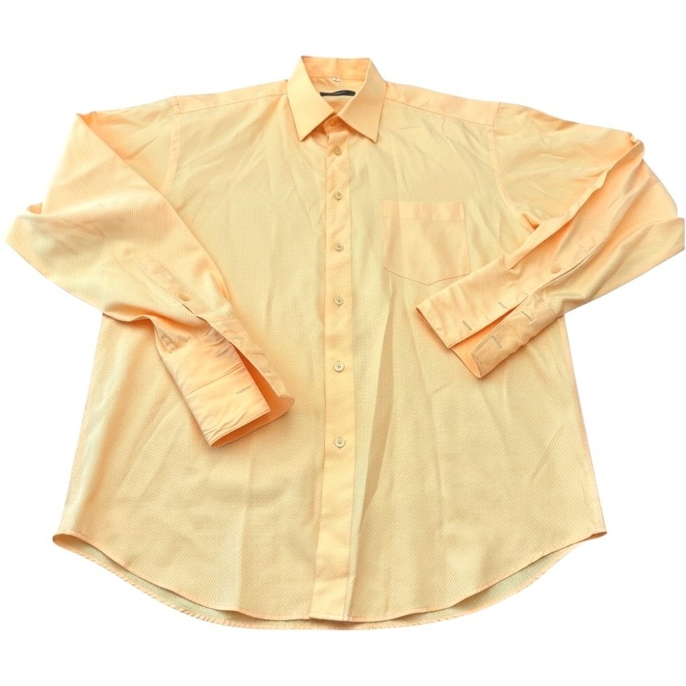 Z Zegna Dress Shirt 42 16.5 Peach Orange Fine Twill French Cuff Button Down L
